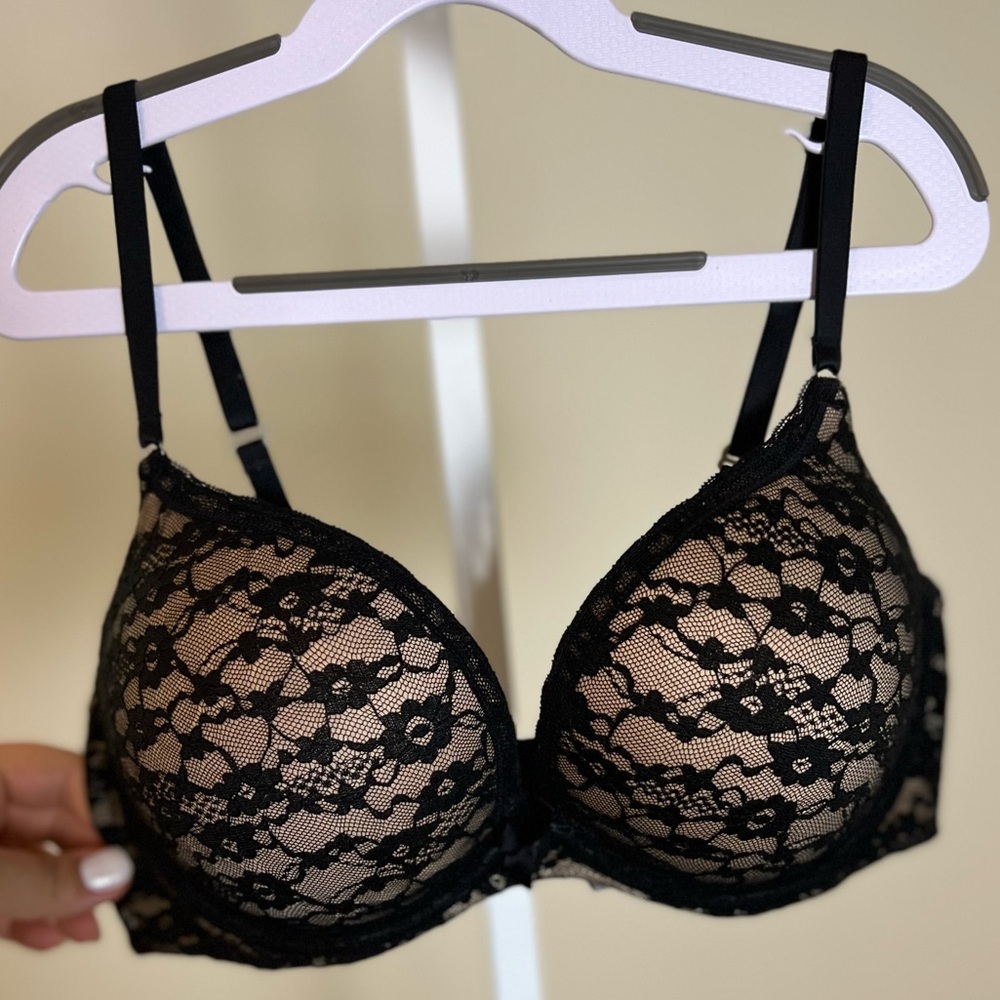 Aerie Black Lace over Nude Push up bra- 36B